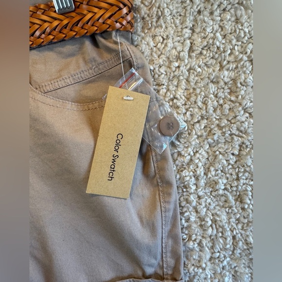 Khaki Shorts with Brown Braided Belt | NWT - Picture 2 of 8
